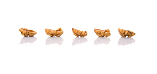 Walnut nuts over white background