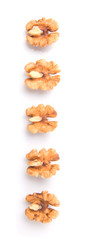 Walnut nuts over white background