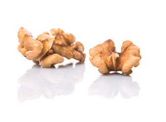 Walnut nuts over white background