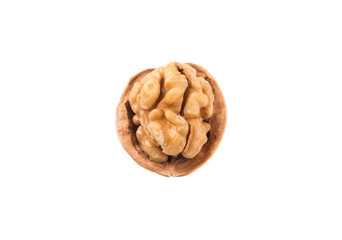 Walnut nuts over white background