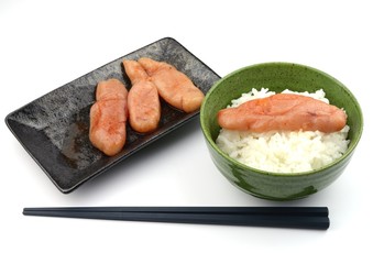 ご飯と辛子明太子