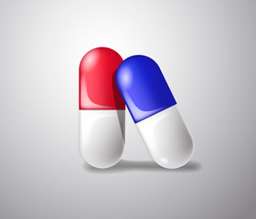 Red and blue pills. Medicine