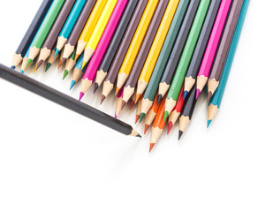 Colour pencils isolated on white background