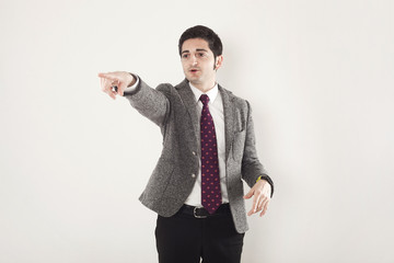 Businessman pointing out