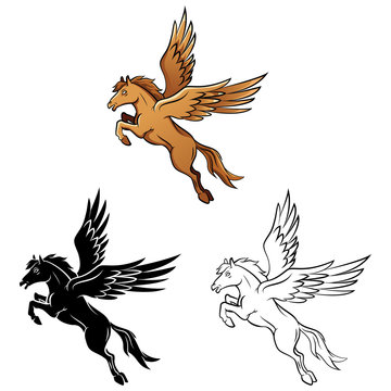 Coloring book Horse Wings cartoon character