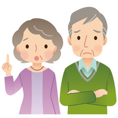 高齢者男女　夫婦　シニア　表情