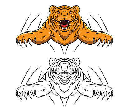 Coloring book Tiger cartoon character