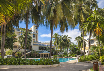 Fototapeta na wymiar resort swimming pool hotel