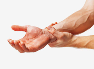 Pain in a wrist, close-up
