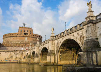Bridge crossing to the castle in Rome