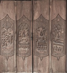 Ancient wood carvings in Thailand