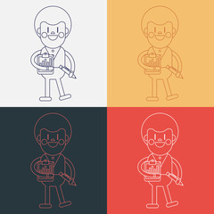 Character illustration design. Businessman writing cartoon