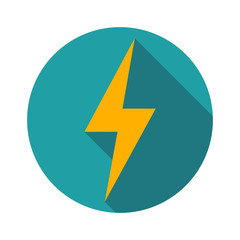 Lightning icon flat design long shadows vector illustration