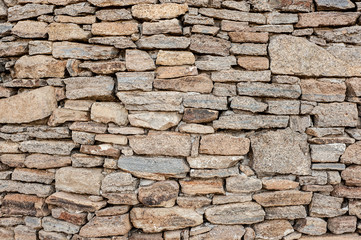 Decorative old look rough surface rubble stone wall varied pattern texture background image