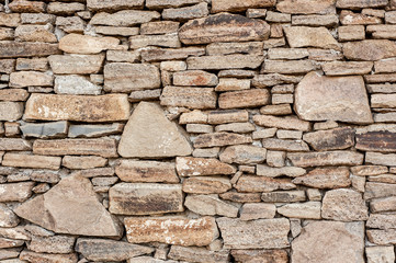 Decorative old look rough surface rubble stone wall varied pattern texture background image