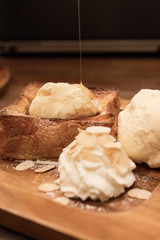 honey toast with whipping cream