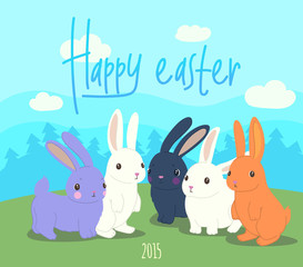 Пасхальная открытка с кроликами