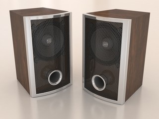 Obraz premium Two wooden speakers
