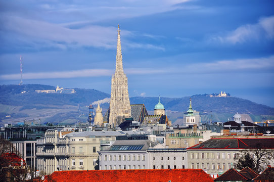 Aerial view of Vienna, Austria and St. Stephen's Cathedral
