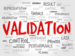 VALIDATION word cloud, business concept