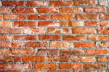 Old red brick walll texture as background image