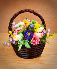 Fototapeta na wymiar Beautiful flowers in a basket