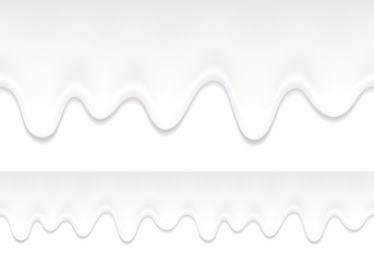 Yogurt drips. Seamless horizontal border.