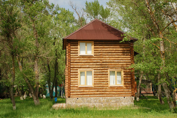 Wooden house on a sunny day.