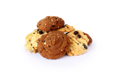 Many Yummy Cream Cookies for the best healthy foods and quick easy food composition are on the Earth tone scene. Dessert Concept.