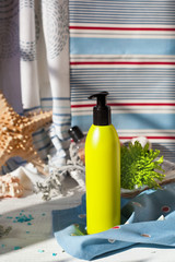 Seaside spa: home decorations and shower gels, body creams and a