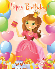 Happy Birthday, Princess, greeting card.