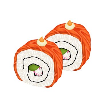 recommend clip art: Salmon California Roll or Salmon Sushi Roll Isolated on White