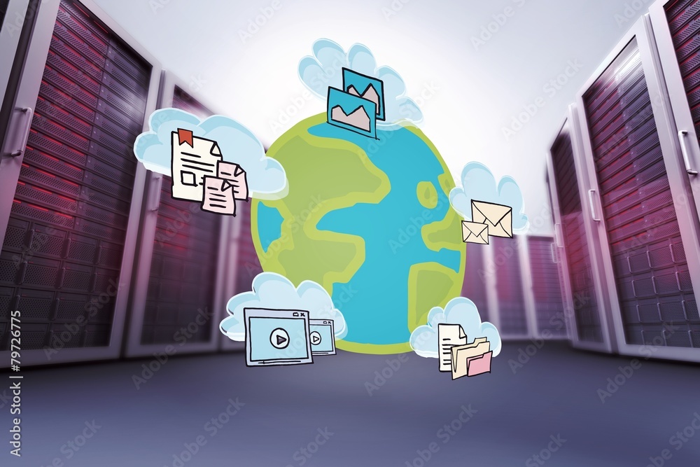 Aufkleber composite image of cloud computing doodle