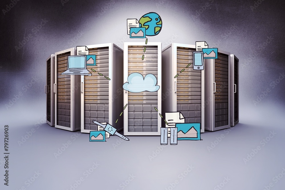 Poster Composite image of cloud computing doodle