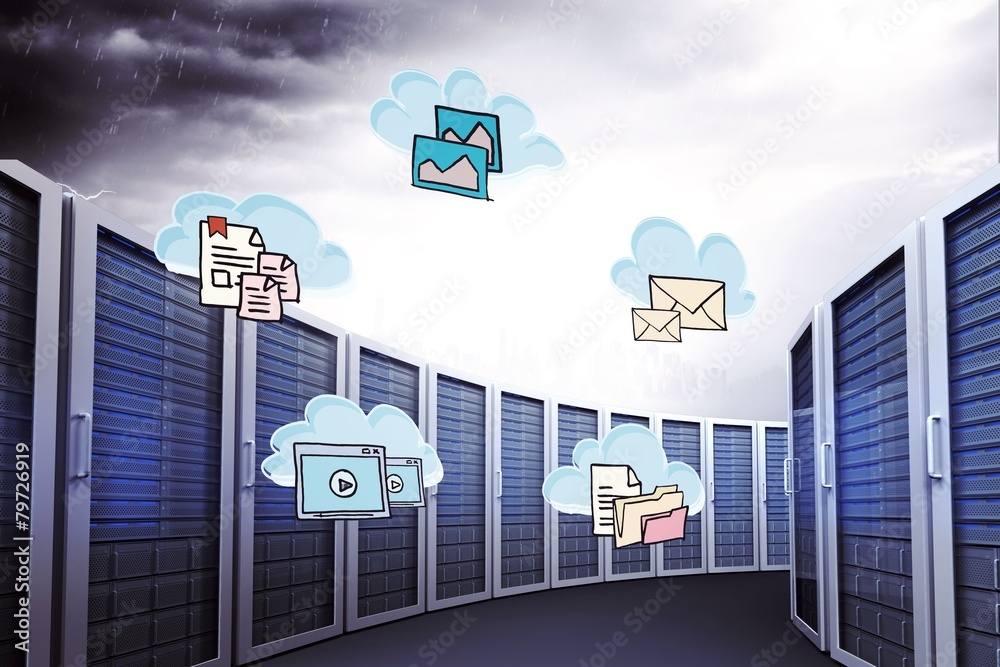 Poster Composite image of cloud computing doodle