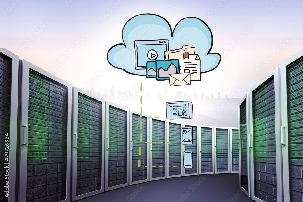 Poster Composite image of cloud computing doodle
