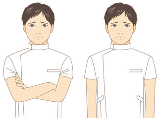 落ち込む白衣の男性