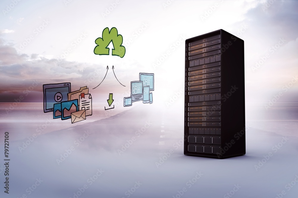 Poster composite image of cloud computing doodle