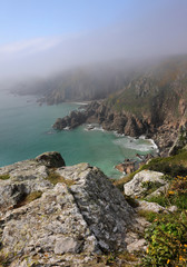 Fototapeta na wymiar Sea mist on the South coast of the Channel Island of Guernsey