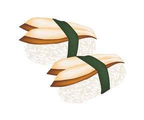 Unagi Sushi or Smoked Eel Sushi on White