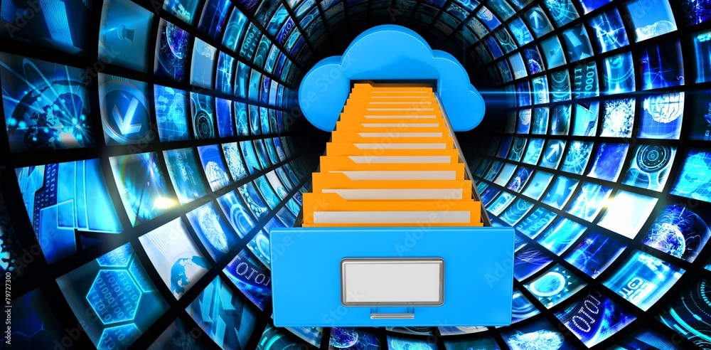 Poster Composite image of cloud computing drawer