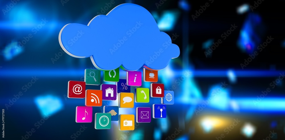 Aufkleber Composite image of cloud with apps