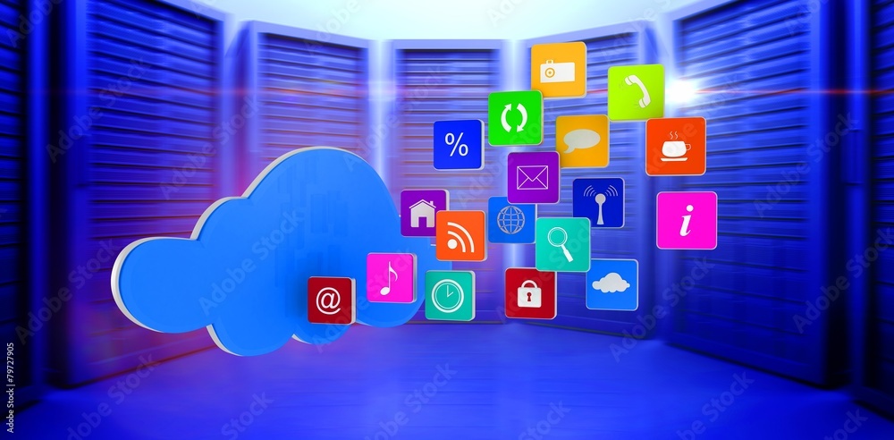 Poster composite image of cloud with apps