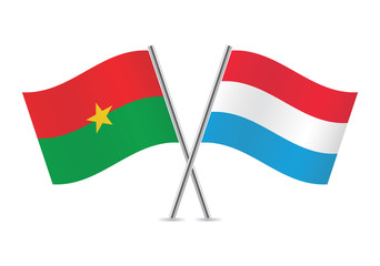 Burkina Faso and Luxembourg flags. Vector illustration.