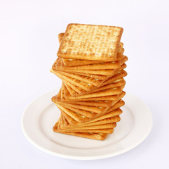 Many Yummy Square Cream Crackers For the best healthy foods and quick easy food composition are on the Earth tone scene. Dessert Concept.
