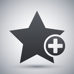 Vector star favorite icon with plus glyph