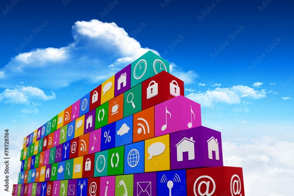 Poster composite image of wall of apps