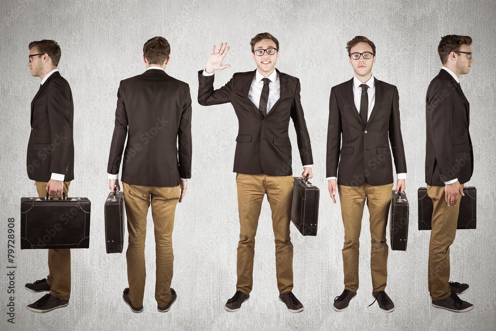 Poster composite image of nerdy businessman