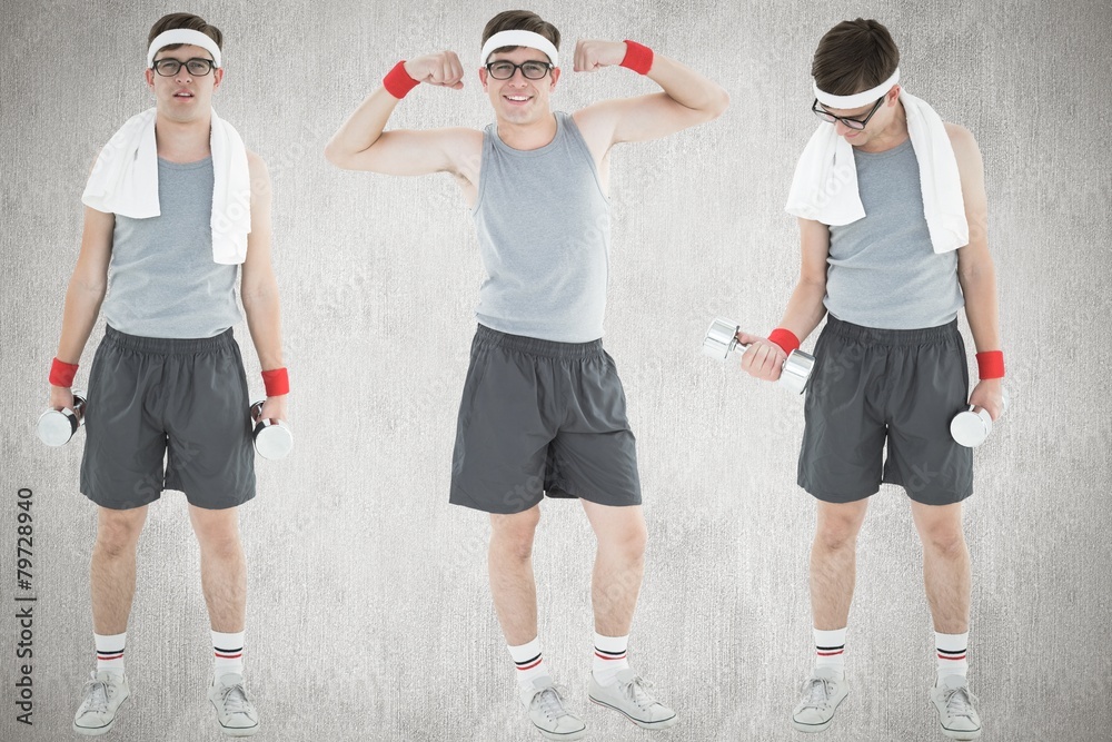 Aufkleber Composite image of nerd working out