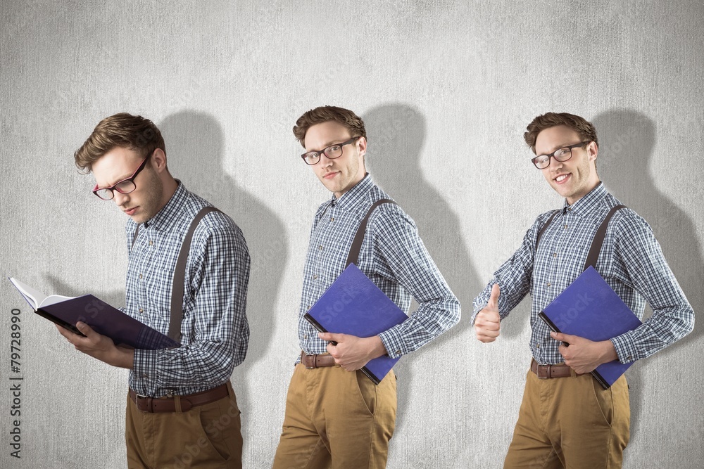 Poster Composite image of nerd with notebook
